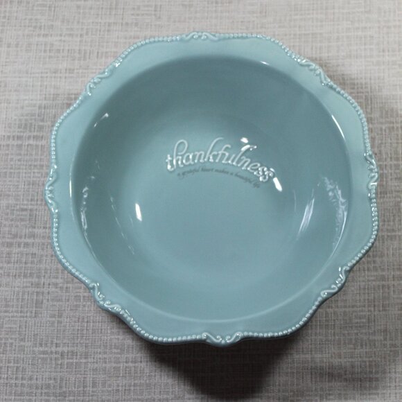 Blessings Unlimited 13” Large Blue "Thankfulness" Bowl - Picture 1 of 5